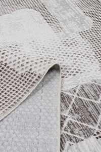 Alfombra de terciopelo marrón visón de poliéster lavable de 10 mm con diseño abstracto de patchwork, base antideslizante, moderna, turca, venta al por mayor, tamaño personalizado - Product Image 5