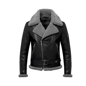 Blouson d'aviateur vintage élégant pour homme en cuir PU, coupe slim, coupe-vent, demi-zip, col marin, style motard urbain, idéal pour l'hiver - Product Image 1