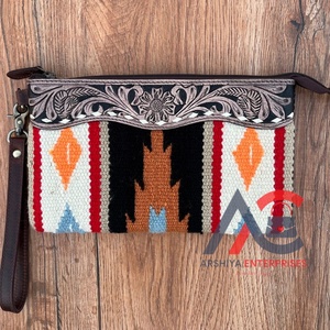Hot Sale Hand Tooled Saddle Blanket Wristlet Clutch <b>Purse</b> for Women Large Capacity Carving Leather Multifunctional Luxury Wallet - Product Image 1