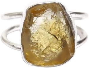 Anillo de Plata de Ley 925 con Citrino Natural, Piedra Natal de Noviembre, Diseño de Doble Banda, Joyería Artesanal para Mujer - Product Image 3