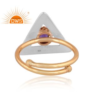 Dernière conception faite à la main 18K plaqué or naturel améthyste pierre précieuse bague empilable bijoux personnalisés pour les femmes cadeau pour elle - Product Image 5