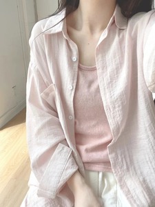 เสื้อเชิ้ตคอปกผ้าฝ้าย100% ผู้หญิง, เสื้อเชิ้ตแขนยาวระบายอากาศดีลำลองฤดูร้อน - Product Image 6