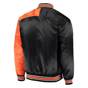 Veste universitaire en satin pour homme Baseball Varsity noir/orange Veste Letterman Style USA Service OEM disponible - Product Image 3