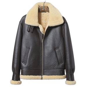 Classic Men's Sheepskin Bomber Jacket Premium Leather Warm And Soft Inner Lining Durable Winter Outerwear - Product Image 3