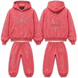 Sudadera con Capucha Bordada con Fénix Celestial, Conjunto Deportivo de Felpa Premium Phoenix Eclipse, Sudadera con Capucha Bordada con Luna Mística - Product Image 5