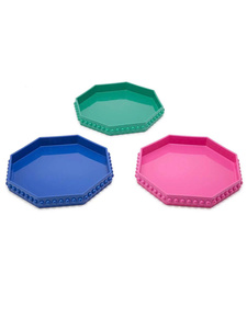 Bandeja octagonal colorida hecha a mano personalizada bandeja decorativa para servir con borde de cuentas organizador reutilizable para decoración del hogar de fiesta - Product Image 2