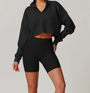 Conjunto de Yoga para Mujer Activa, Top Corto Sólido de Alta Calidad con Soporte y Pantalones Cortos de Cintura Alta con Tela Transpirable 100% Algodón 2026 - Product Image 6