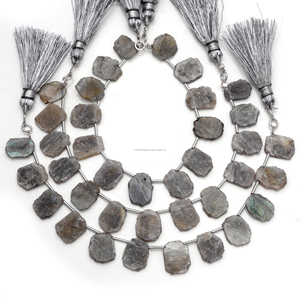 Cuentas de piedras preciosas con forma de rebanada lisa de labradorita, 6 pulgadas, 12x10 a 14x11 MM, hebra utilizada para hacer joyas, pulseras, collares, artículos - Product Image 1