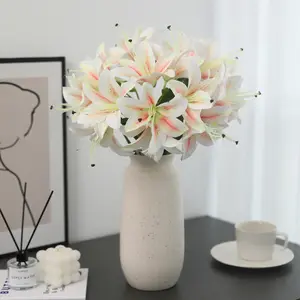 New 10-head Faux Floral Lilium artificial lily flower home dining table wedding decoration