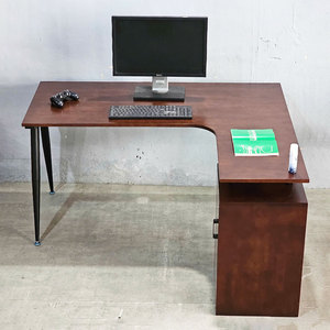 Bureau d'angle en forme de L 140x120cm avec base de rangement et système de pieds en bois de caoutchouc CONE HBCO059 - Product Image 3