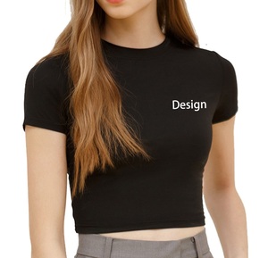 Verano moda desgaste mujeres camisetas Crop Top camiseta abajo hombro Casual moda manga corta recortada camiseta - Product Image 2
