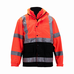 Vestes d'usage de sécurité de visibilité élevée dans les vestes imperméables d'usage de travail de couleur orange pour le polyester résistant de travail fait des vestes - Product Image 1