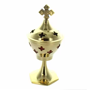 Lámpara de fragancia de Latón chapado en cobre Difusor de aceite Lámpara de aceite de latón con cubierta de vidrio y perilla para Pooja a precio mayorista - Product Image 6