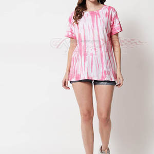 Camiseta informal de verano para mujer Tie-Dye Fashion-Forward Loose Fit Top de algodón con tela de lona - Product Image 5