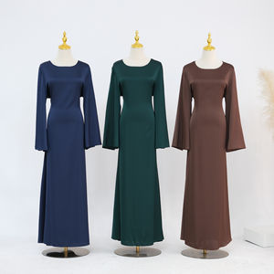 Modern Eastern Women's Abaya Muslim <b>Dress</b> Custom Flared Sleeve Fashion Dubai Islamic <b>2</b> <b>Piece</b> Stylish Shiny Silk Made Women Abaya - Product Image 2