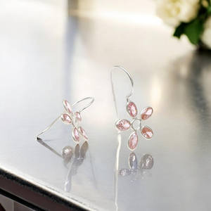 Ensemble de lunette pendante en zircon cubique rose cerceaux en argent Sterling 925 bijoux de déclaration Design à la mode boucles d'oreilles pendantes pour elle - Product Image 4