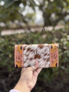 Sculpture portefeuille Offre Spéciale usiné à la main embrayage élégant en cuir véritable fourrure de vachette portefeuille Multi utilisations portefeuilles en cuir occidental - Product Image 4