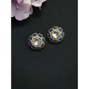 Trendy <b>Kundan</b> Stud Earrings 2025 Latest Indian Designer <b>Jewelry</b> Wholesale Fashion For Women Meenakari Trendy Moissanite Earring - Product Image 3