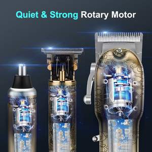 Ensemble de tondeuses à cheveux sans fil professionnelles pour hommes, kit de toilettage avec tondeuse à nez et à barbe, alimenté par batterie - Product Image 4