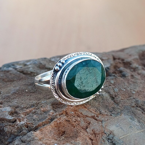 Beautiful Natural <b>Emerald</b> Gemstone <b>Ring</b> for Women Solid 925 Sterling <b>Silver</b> Handmade Bohemian Jewelry Wholesale - Product Image 2