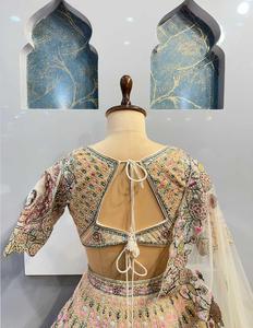 Lehenga Choli de Seda Brillante de 4 Metros de Calidad Excepcional, Estilo Moderno con Relieve, Secado Rápido, para Bodas y Fiestas, Modelo RADHE - Product Image 2