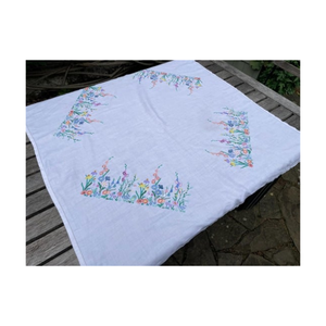 Handcrafted Wjite Cotton Embroidered <b>Table</b> <b>Cloth</b> 280 GSM Durable Washable Texture Perfect For Diwali And Holiday <b>Table</b> Use - Product Image 2