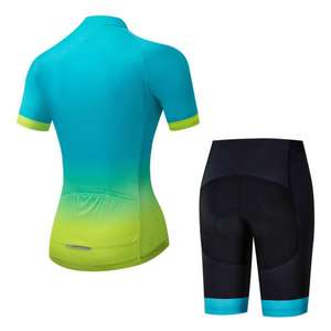 Ensemble de maillot de cyclisme ultra respirant à effet dégradé avec short rembourré pour les sorties VTT estivales – Kit de cyclisme - Product Image 2
