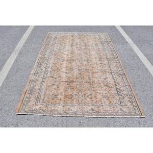 Alfombra de lana Vintage naranja y Beige de 5,1x7,6 pies, diseño clásico de pasillo rectangular de área grande turca para dormitorio con respaldo de látex - Product Image 1