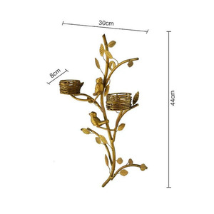 Gold Leaves <b>Wall</b> <b>Candle</b> <b>Holder</b> for Home Decor Diwali Indian Wedding Made of Glass and Metal Return Gifts - Product Image 3