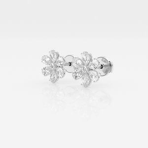 Boucles d'oreilles en or massif 14k pour femmes coupe poire style floral CVD/HPHT diamant fiançailles mariage argent sterling - Product Image 4