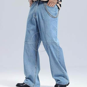 Pantalon en jean ample à jambes larges pour hommes sur mesure nouveauté style décontracté avec motif droit léger à taille moyenne - Product Image 4