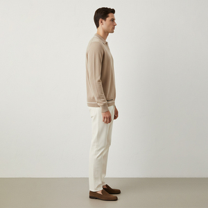 Custom Soft Wool Cashmere <strong>Jumper</strong> <strong>Men's</strong> Sweater <strong>Polo</strong> <strong>Neck</strong> Split V Detail Long-Sleeve Luxury <strong>Men</strong> Knit Sweater - Product Image 3