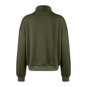Best-Selling Women's Turtleneck Sweatshirt Custom 100% Cotton Printed Logo Front Zipper-<b>Up</b> Breathable Quick-Dry Casual Winter - Product Image 2