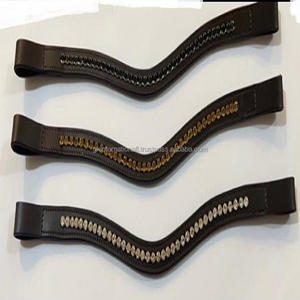 Productos de sillín Ecuestre para montar a caballo, banda para la frente de caballo de cuero genuino negro, canal vacío con cristal decorativo de lujo ostentoso - Product Image 2