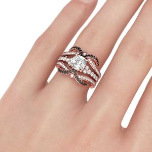 Ensemble de bagues en argent sterling de qualité supérieure, couleur or rose, avec pierre taillée en coussin, Jeulia - Product Image 4