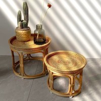 Tables multifonctionnelles rondes en rotin Table circulaire artisanale naturelle personnalisation des prix les plus bas accepter