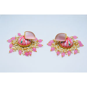 Meenakari-pendientes de plata de primera ley y latón para mujer, aretes largos, aros, plata esterlina, estilo tradicional, dorado, jhumki - Product Image 3