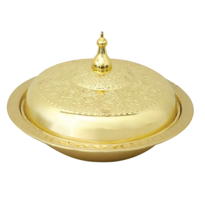 Superior Quality Metal <b>Bowl</b> Silver Glossy <b>Lid</b> Large Selling Dates <b>Bowl</b> Dinner Rounded Tabletop Decor Server <b>Bowl</b> - Product Image 4