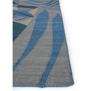 Alfombra de Lana Tejida Plana Azul Orenda, Diseño Abstracto Kilim para Decoración del Hogar, Alfombra Rectangular de Yute para Dormitorio o Pasillo, Modelo DW-224 - Product Image 4