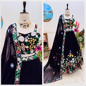 Tennecy último diseñador Faux Georgette bordado secuencia trabajo Lehenga Choli por mujer - Product Image 6