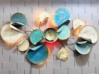 Hermosa Decoración de Pared Metálica 3D para el Hogar, Accesorios de Decoración, Panel de Arte de Pared de Metal con Rama de Palmera Tropical para Decoración del Hogar