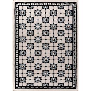 Alfombras de Lana Tejidas Planas Alhambra Ivory, Alfombras Rectangulares Geométricas Hechas a Mano para el Hogar, Sala de Estar, Pasillo, para Adolescentes, Viscosa, Bambú, Seda - Product Image 1