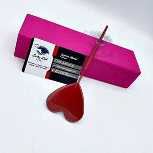 Coeur Forme Rouge Paillettes En Acier Inoxydable Cosmétique Lash Miroir Extension Greffage Outil Logo Privé Cils Artistes Miroirs De Maquillage - Product Image 3