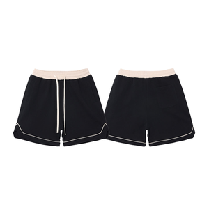 2025 nuevos pantalones cortos deportivos de verano de gran tamaño para hombres 100% algodón tela satinada ecológica 120gsm Color sólido personalizable de alta calidad - Product Image 3