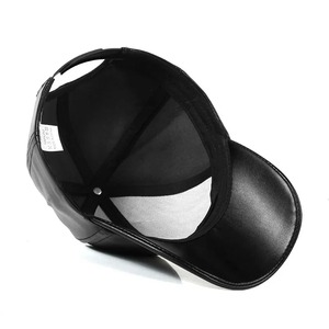 Gorra de béisbol de cuero genuino de calidad superior Sombrero de cúpula informal simple 55-60 cm Negro Marrón Ajustable para mujeres y hombres - Product Image 2