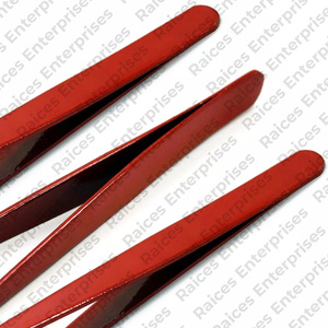 Venta al por mayor de alta calidad profesional de acero inoxidable pinzas para cejas multicolor punta inclinada logotipo personalizable - Product Image 4