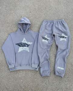 Sudadera con capucha y pantalones de chándal para correr para hombre, conjunto de chándal con estampado de abullonado en 3D con gráfico de logotipo personalizado - Product Image 6