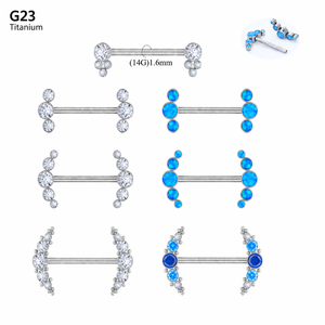 <span class=keywords><strong>Piercing</strong></span> Corporal Hipoalergénico de Titanio F136 al por Mayor, Estilo Punk, para Boda y Compromiso, Anillos para Pezón con <span class=keywords><strong>Flecha</strong></span> y Barra, con Piedra CZ Transparente, Calibre 14G - Product Image 1