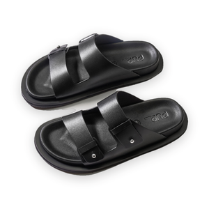 Chanclas de cuero genuino hechas a mano con logotipo personalizado del proveedor OEM, unisex, con suela gruesa y puntera acolchada. - Product Image 1