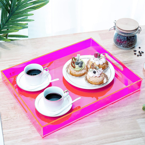 Bandeja de servicio de grado comercial de acrílico transparente de primera calidad, manijas ligeras, lavavajillas ecológico, apto para microondas, comida elegante - Product Image 4